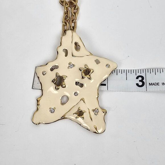 FO Fernando Originals Cream Enamel Star Pendant Necklace Abstract Haute Couture - Picture 8 of 15